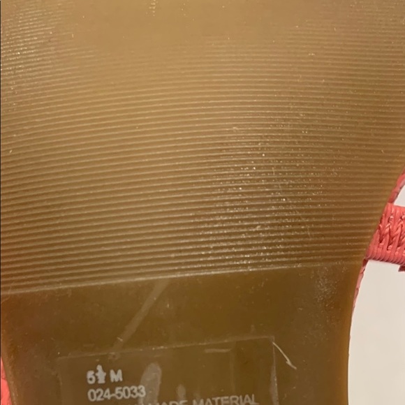 Orange Square Toe Straps Heeled Sandals, East 5th, Size 5.5 - Picture 5 of 8